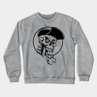 Laughing skull with cap (black outline) Crewneck Sweatshirt